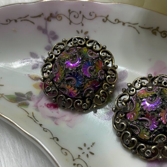 JUDY LEE CARNIVAL GLASS CLIP EARRINGS - Picture 4 of 8